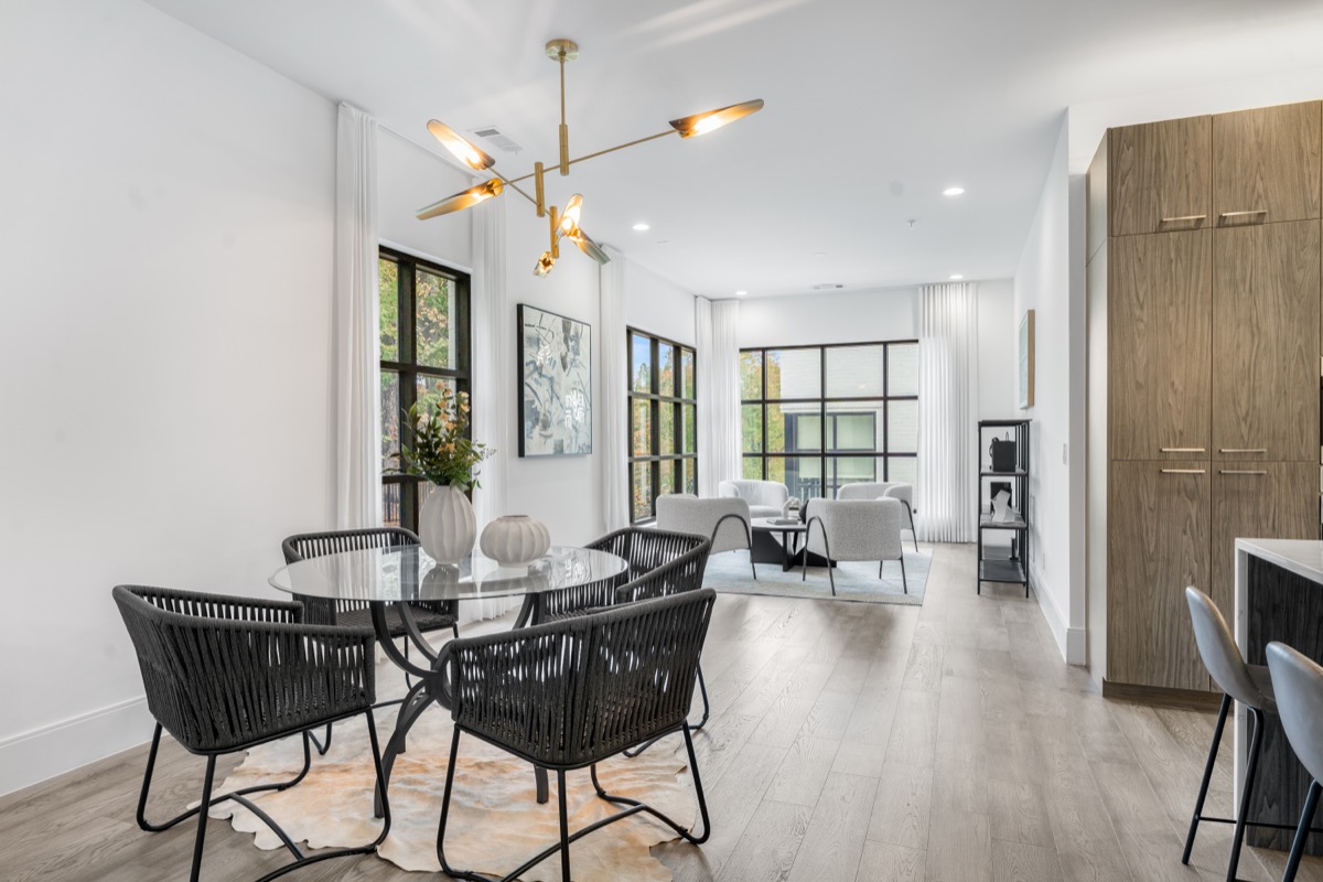 Physically staged room prepared for an in-person home showing