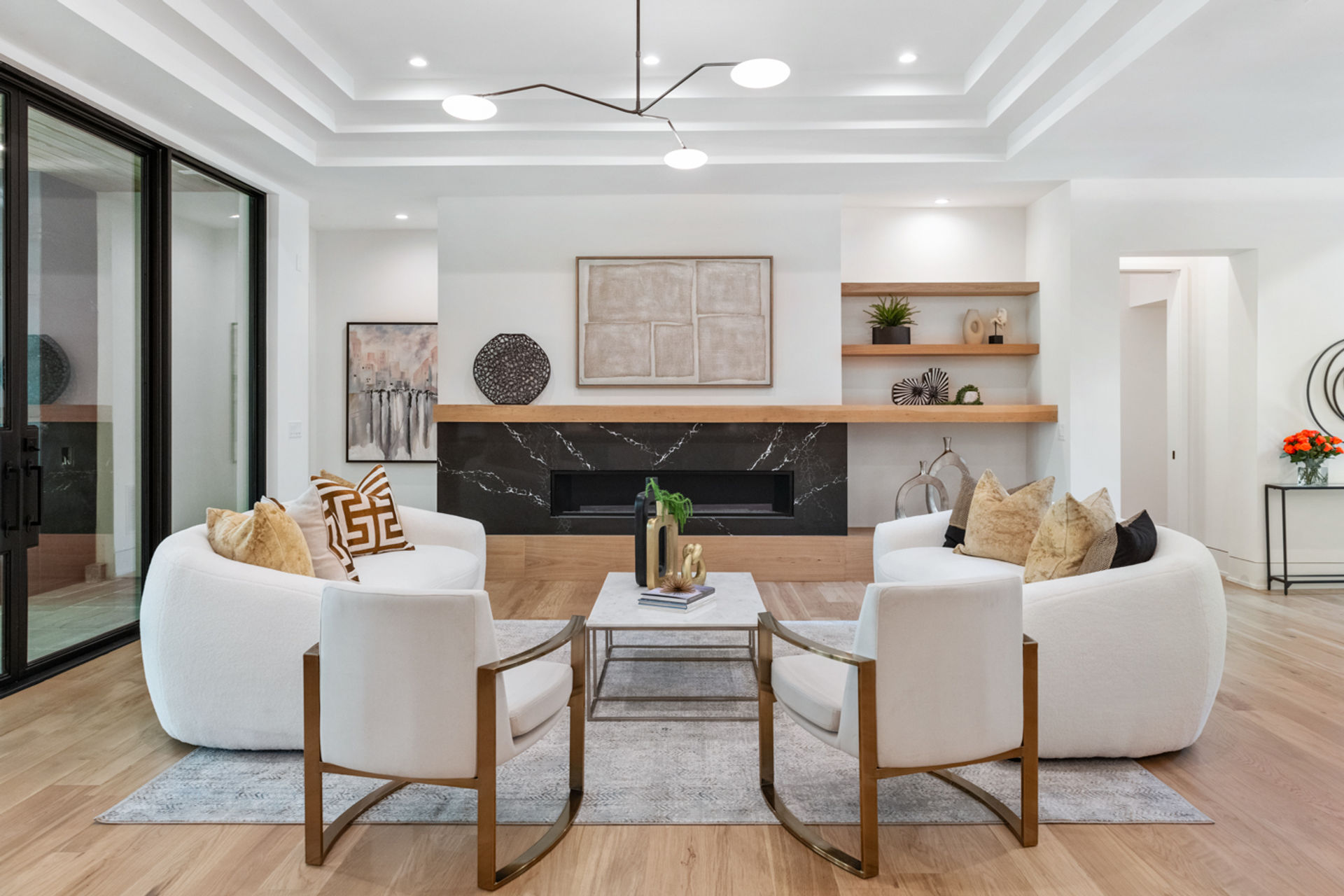Vacant living room staged for scale and flow in Metro Atlanta